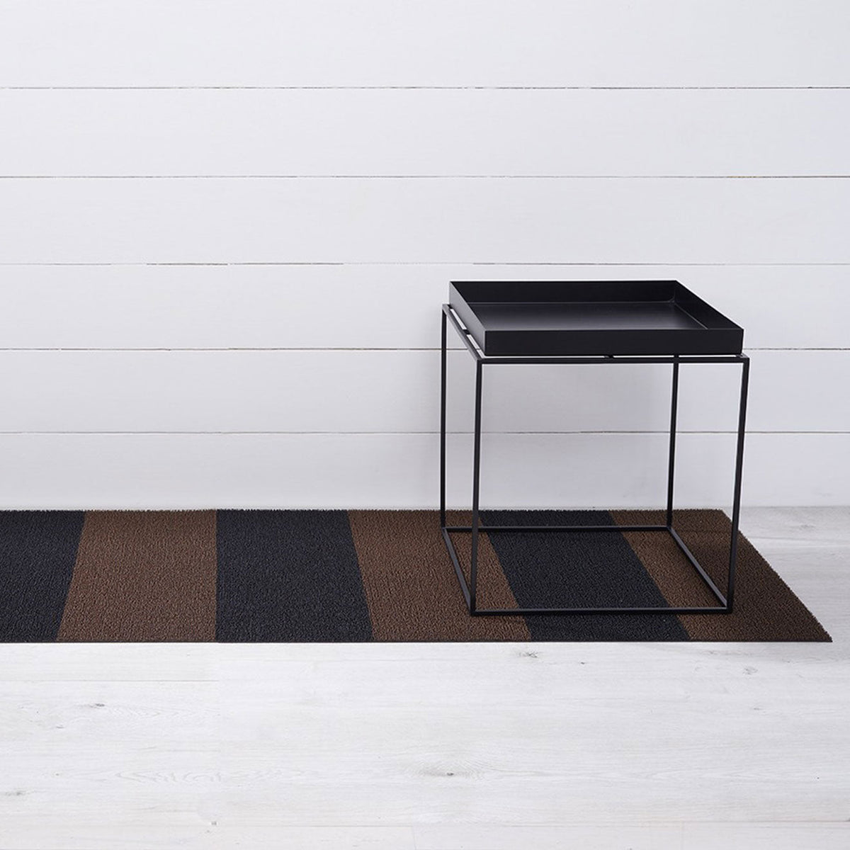 Mocha Duo Stripe Shag Mat by Chilewich — 24 by 72 inch runner