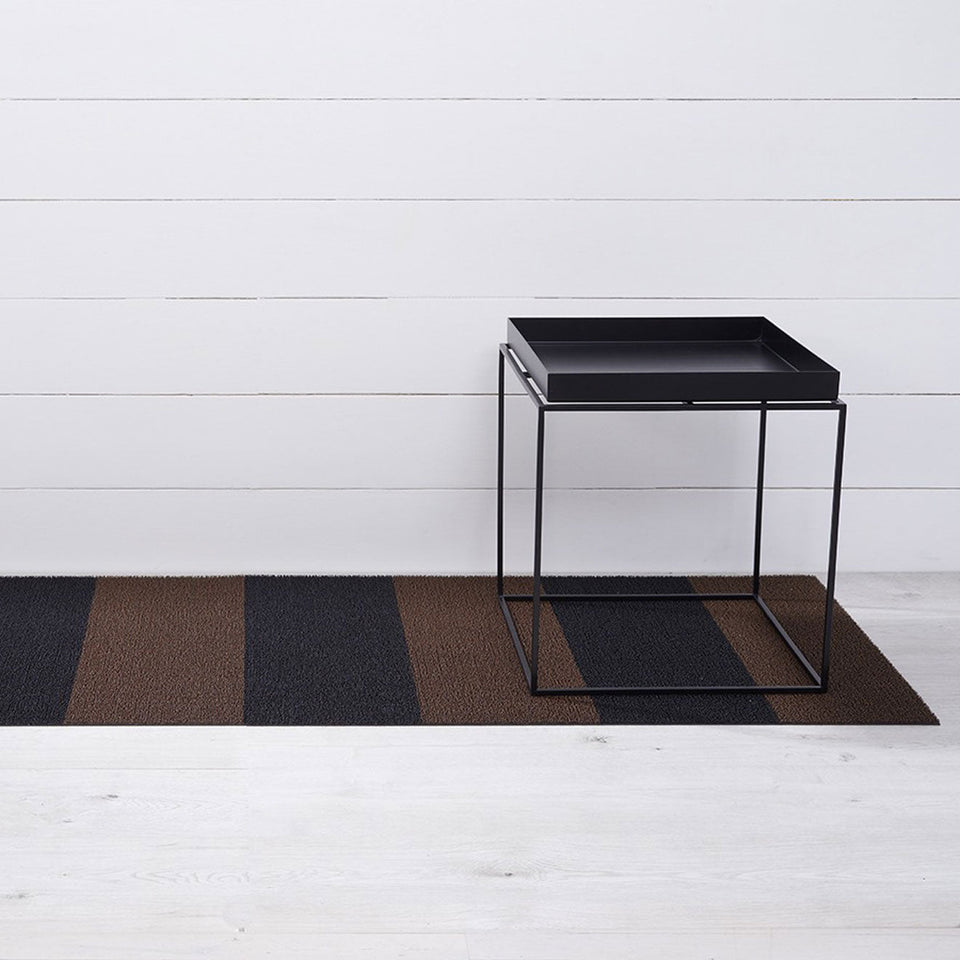 Mocha Duo Stripe Shag Mat by Chilewich — 24 by 72 inch runner