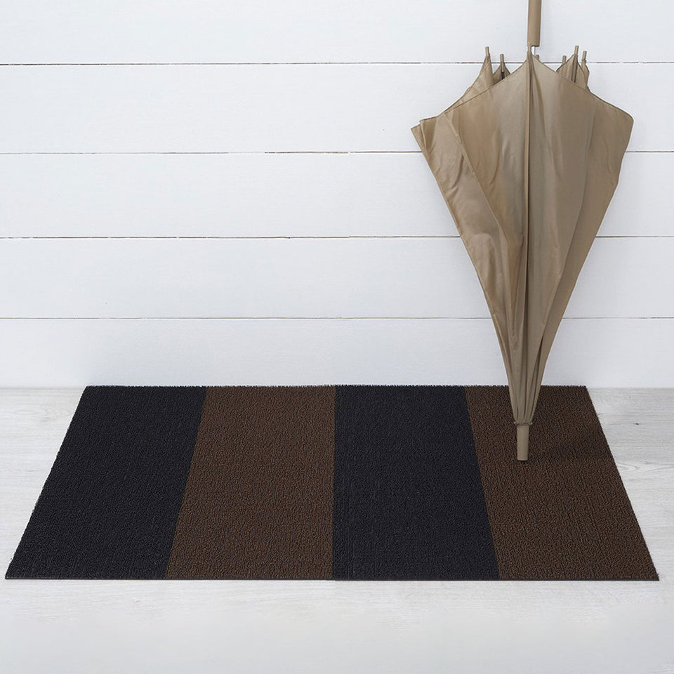 Mocha Duo Stripe Shag Mat by Chilewich — 24 by 36 inch utility mat