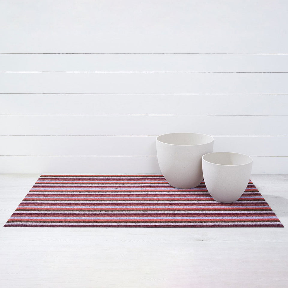 Berry Even Stripe Shag Mat by Chilewich — 36 by 60 inch big mat
