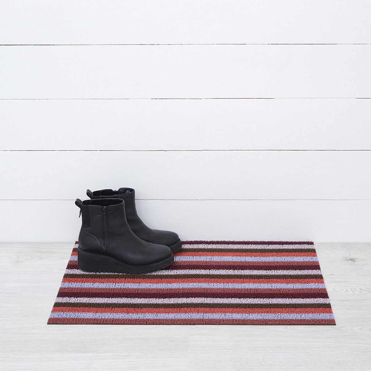 Berry Even Stripe Shag Mat by Chilewich — 18 by 28 inch doormat