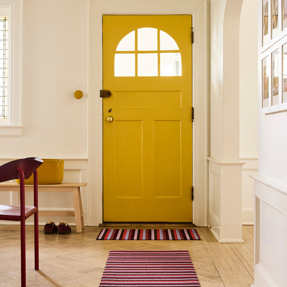 Berry Even Stripe Shag Mat by Chilewich — in an indoor setting