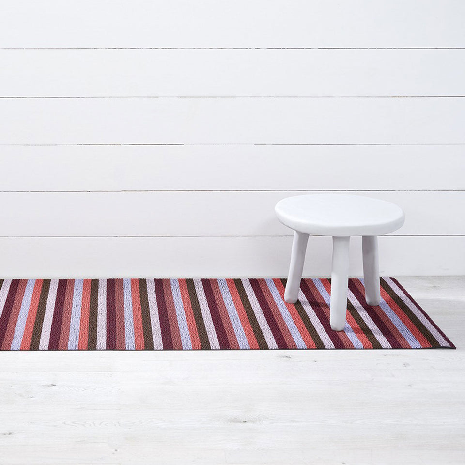 Berry Even Stripe Shag Mat by Chilewich — 24 by 72 inch runner