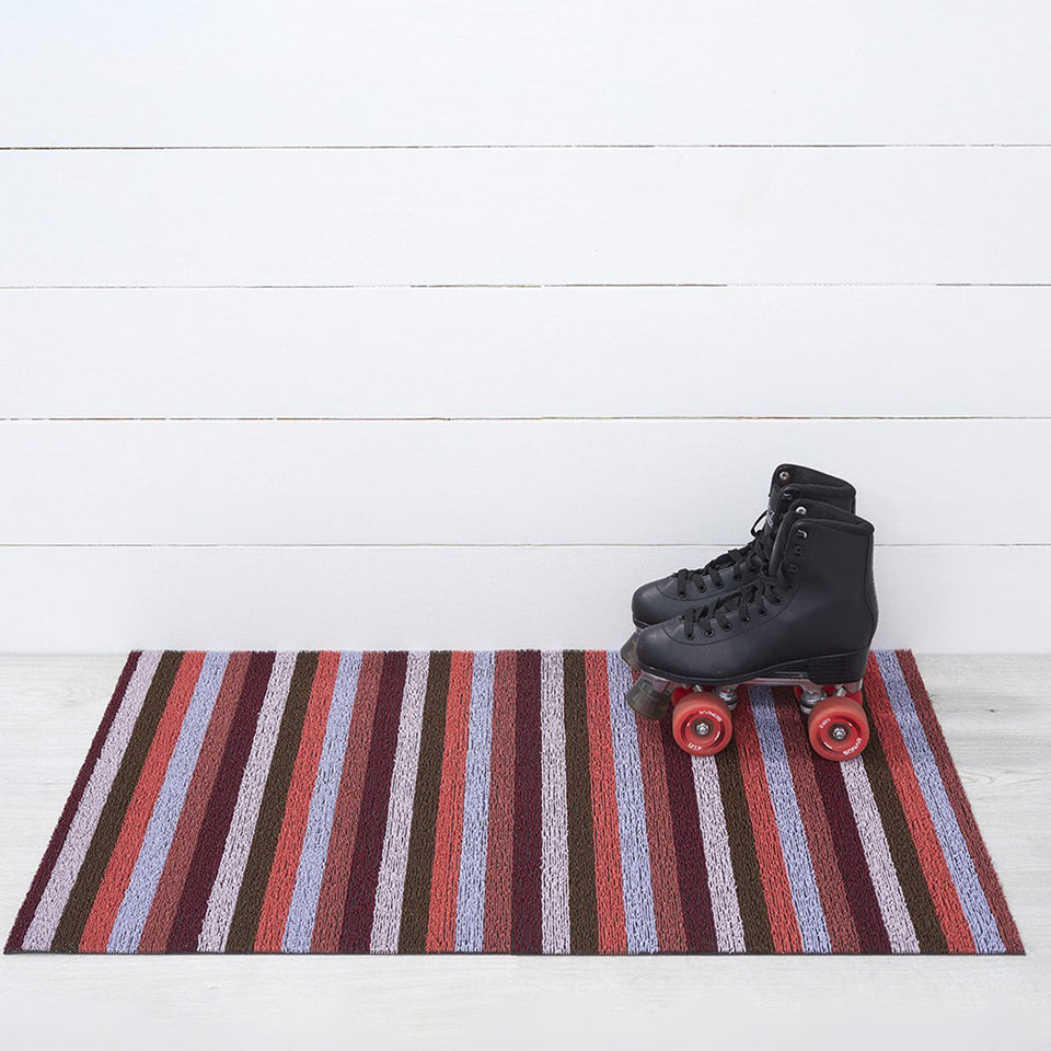 Berry Even Stripe Shag Mat by Chilewich — 24 by 36 inch utility mat