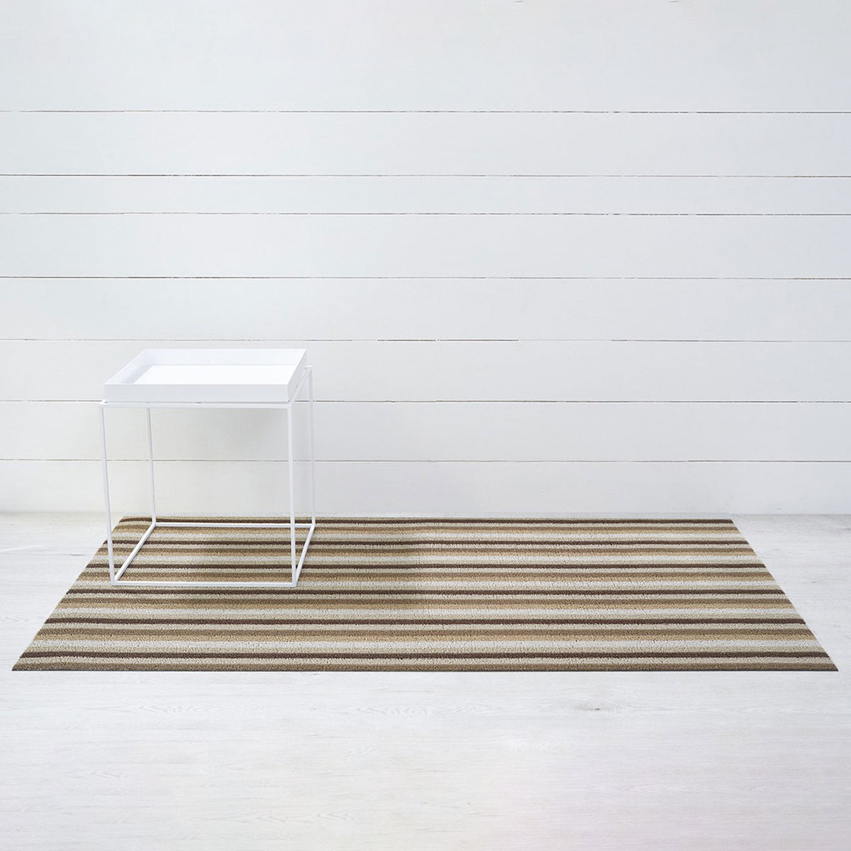 Mocha Even Stripe Shag Mat by Chilewich — 36 by 60 inch big mat