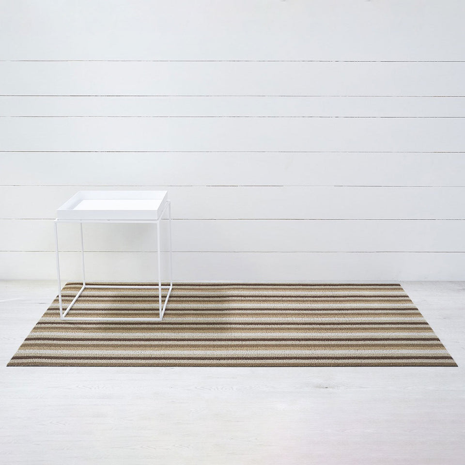 Mocha Even Stripe Shag Mat by Chilewich — 36 by 60 inch big mat