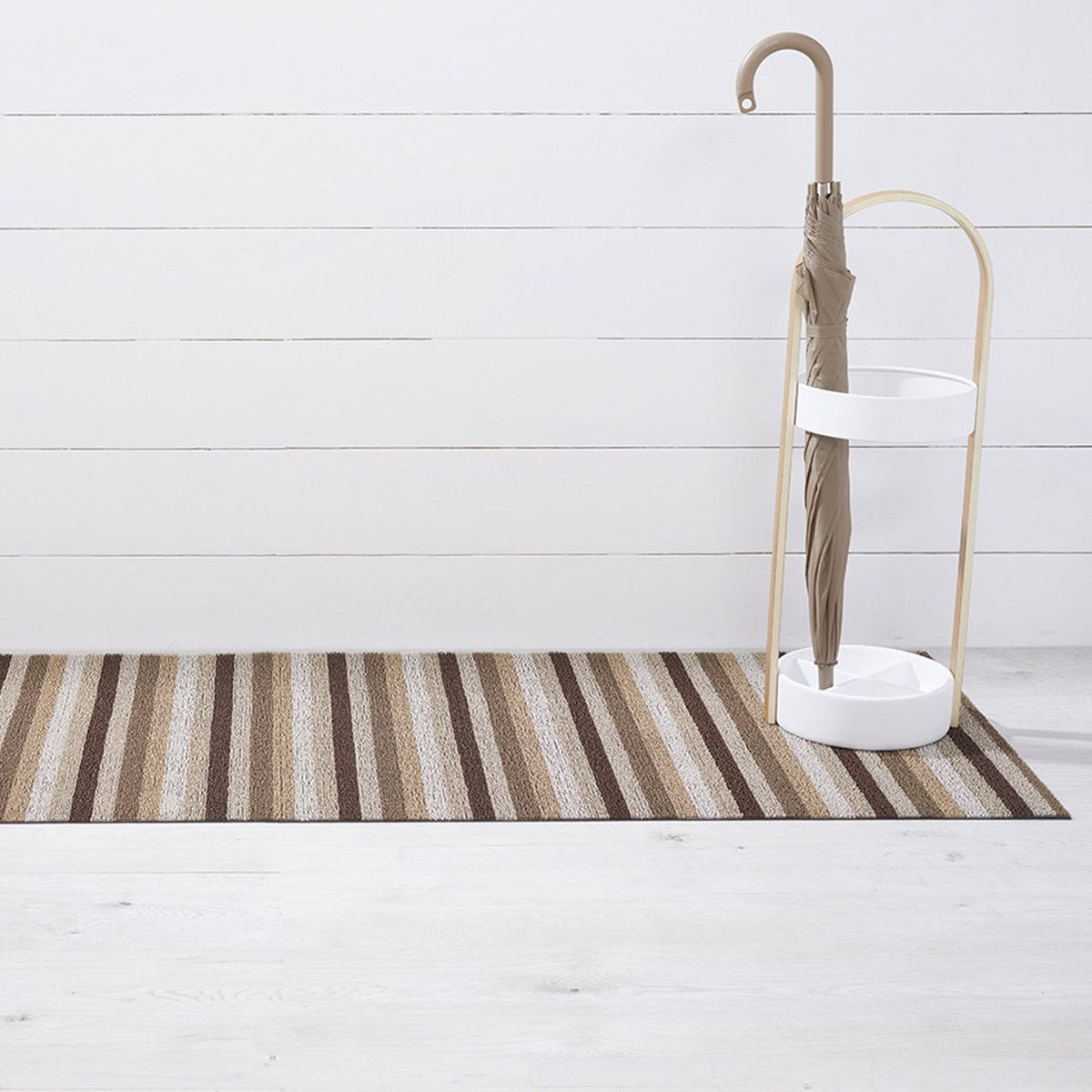 Mocha Even Stripe Shag Mat by Chilewich — 24 by 72 inch runner
