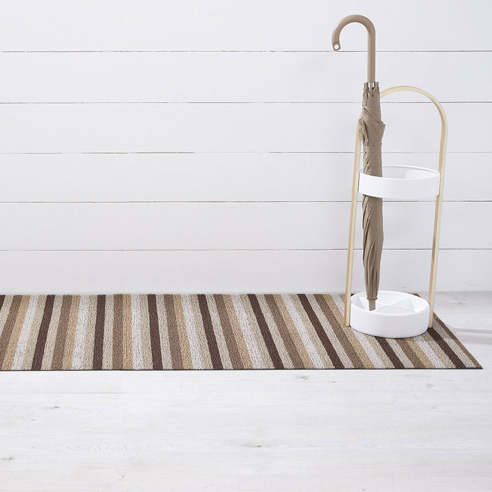 Mocha Even Stripe Shag Mat by Chilewich — 24 by 72 inch runner