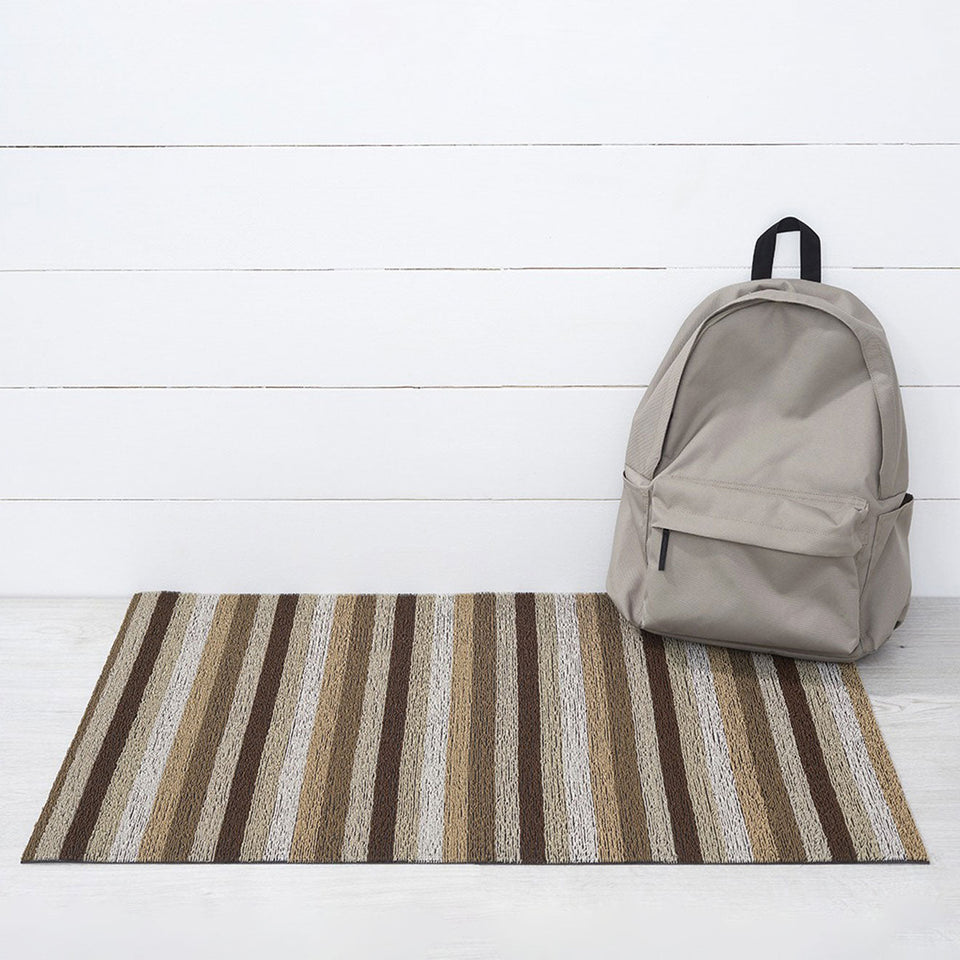 Mocha Even Stripe Shag Mat by Chilewich — 24 by 36 inch utility mat
