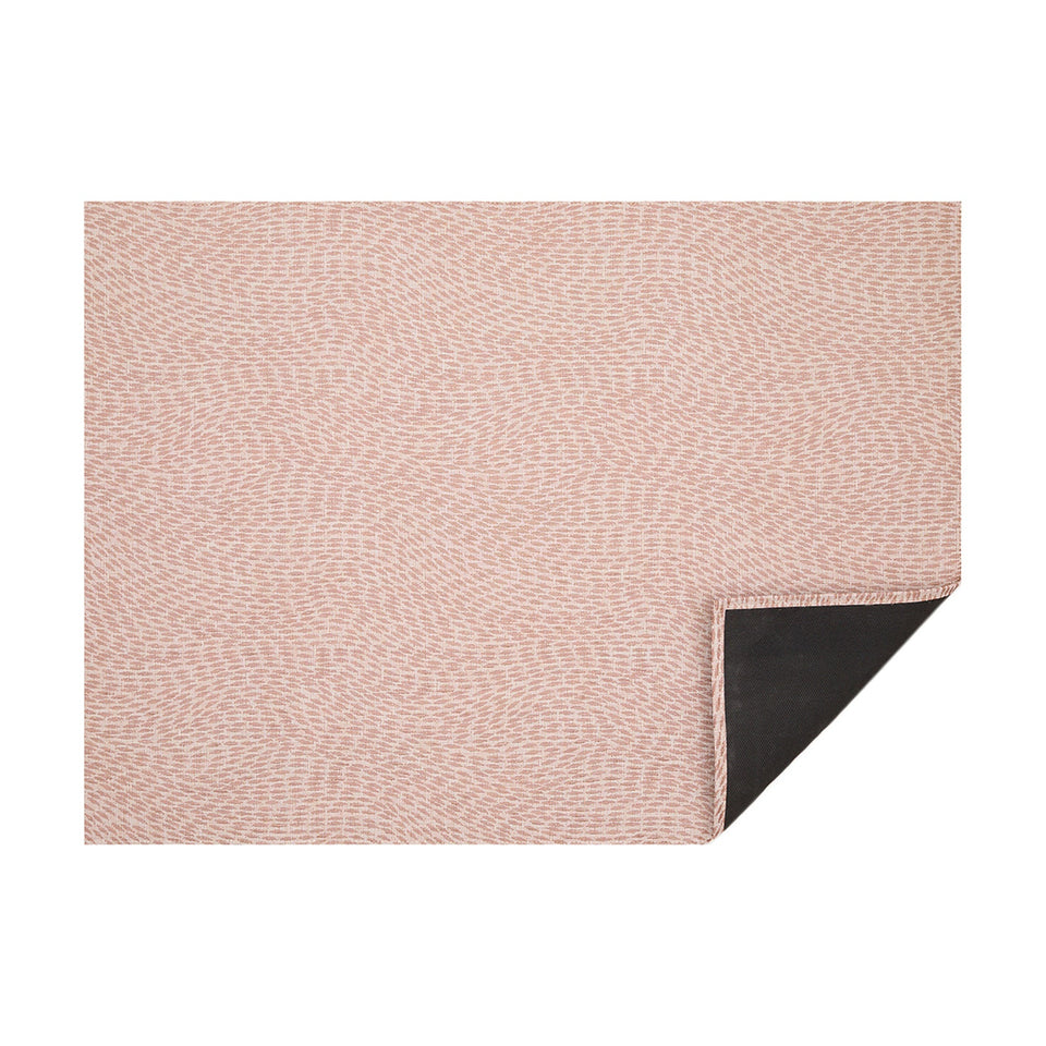 Rosewood Flutter woven floor mat by Chilewich, horizontal folded-corner view