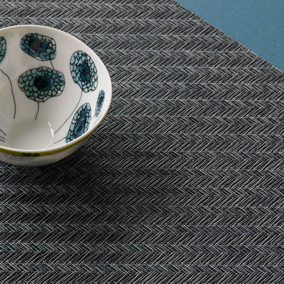 Chilewich Foxtail in Alloy, shown in a styled table setting