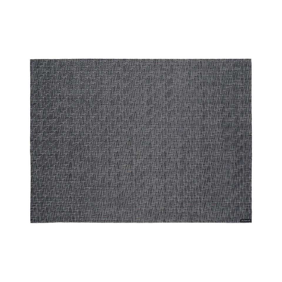 Chilewich Foxtail rectangle placemat in Alloy, viewed from above on a white background