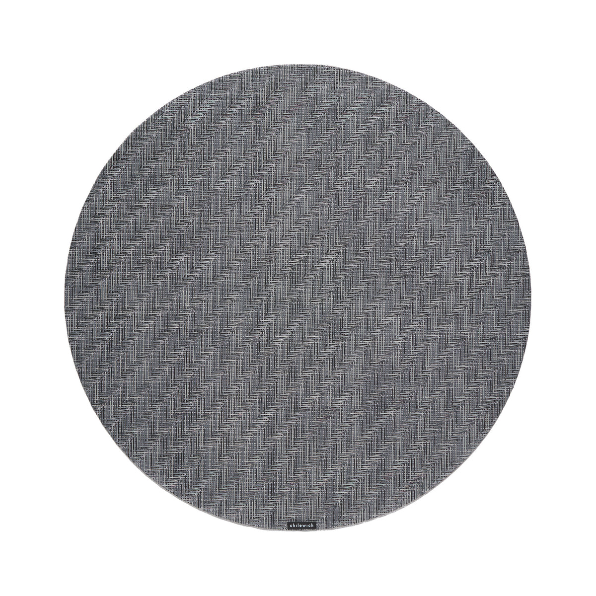 Chilewich Foxtail round placemat in Alloy, viewed from above on a white background