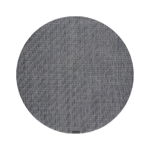 Chilewich Foxtail round placemat in Alloy, viewed from above on a white background