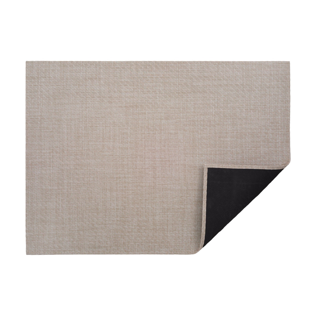 Ecru Foxtail woven floor mat by Chilewich, horizontal folded-corner view