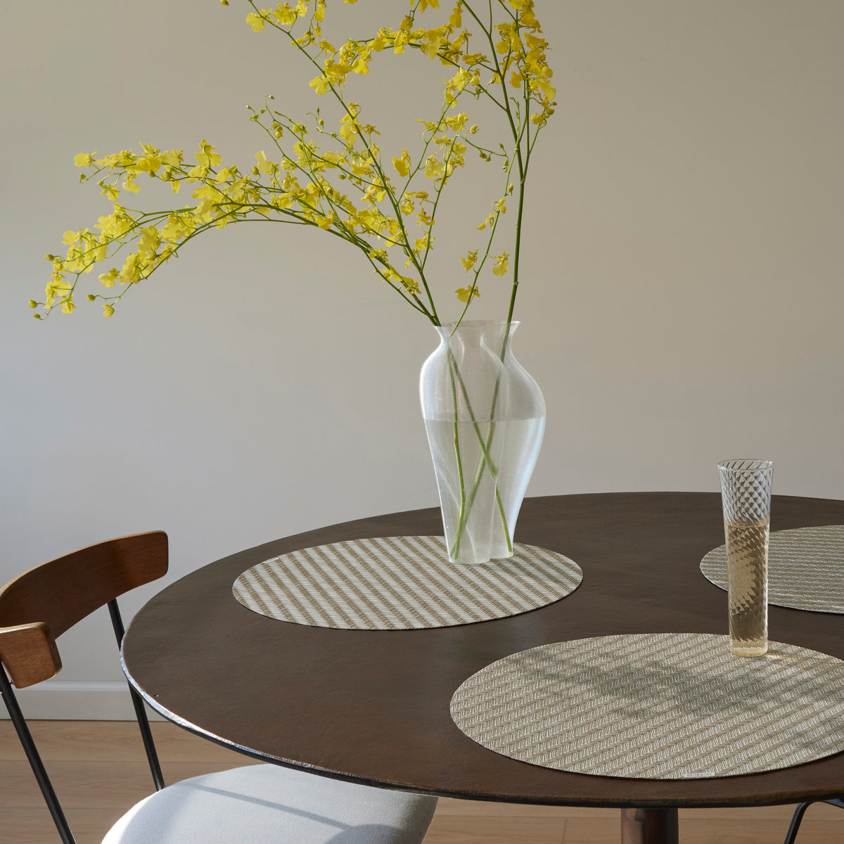 Chilewich Foxtail in Ecru, shown in a styled table setting