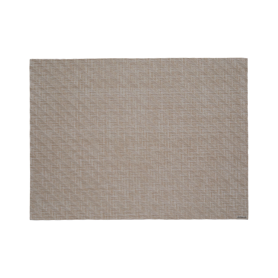 Chilewich Foxtail rectangle placemat in Ecru, viewed from above on a white background
