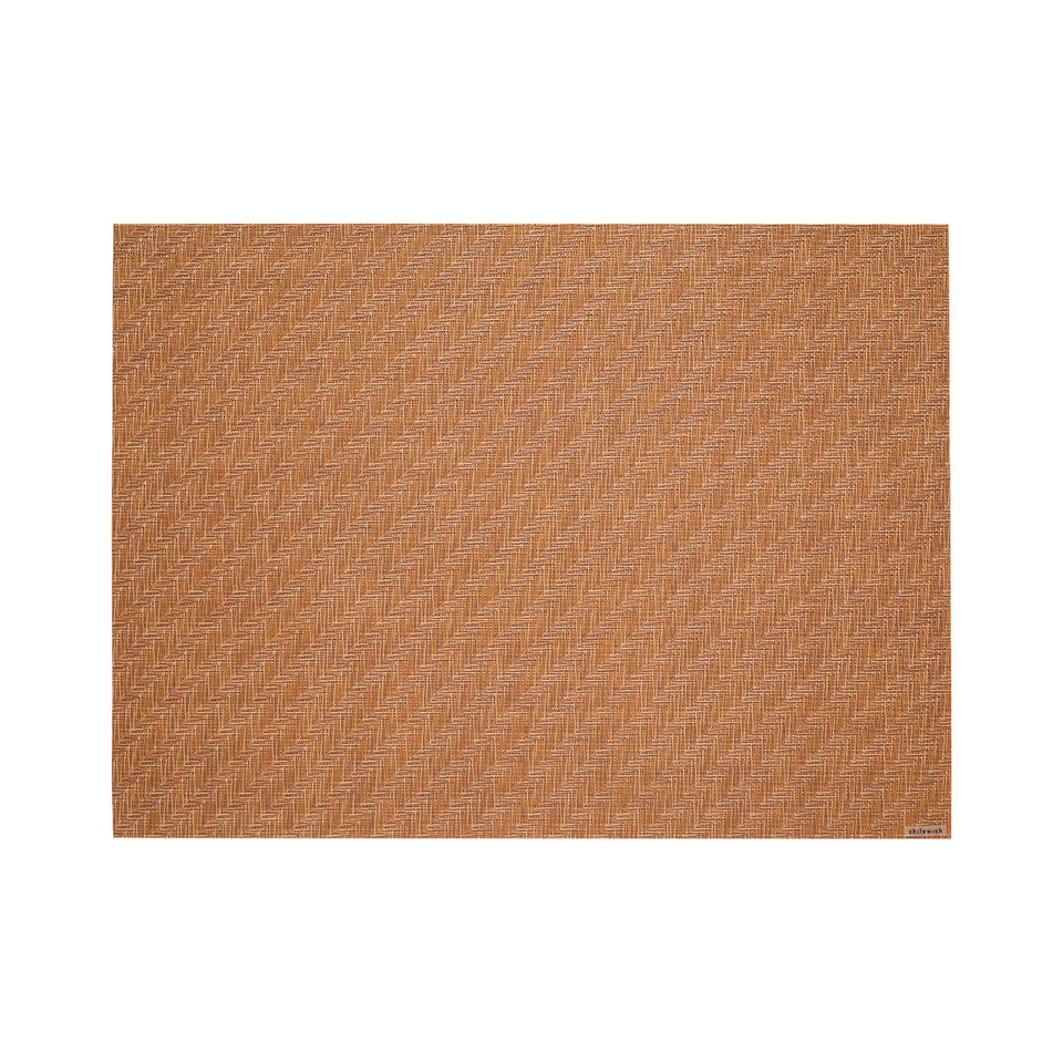 Chilewich Foxtail rectangle placemat in Honey, viewed from above on a white background