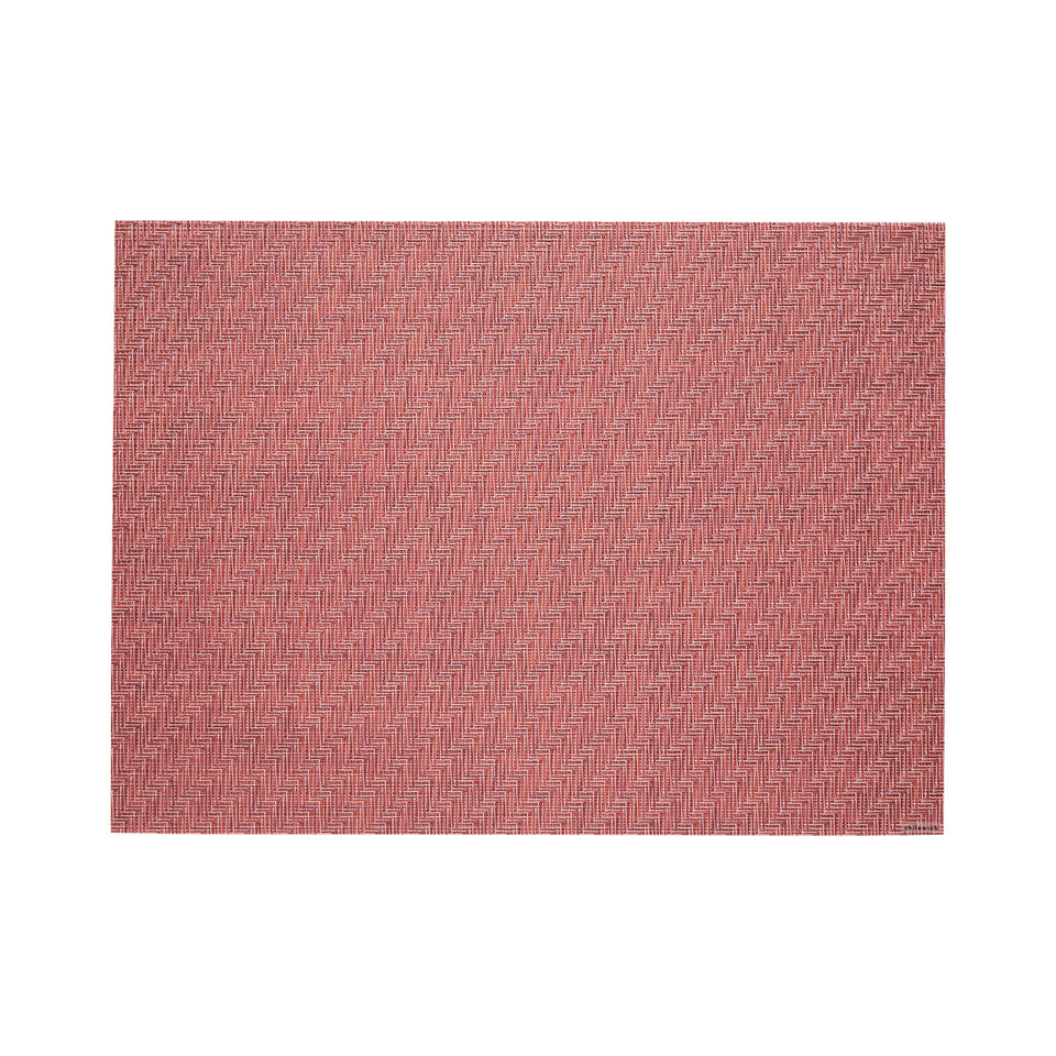 Chilewich Foxtail rectangle placemat in Raspberry, viewed from above on a white background