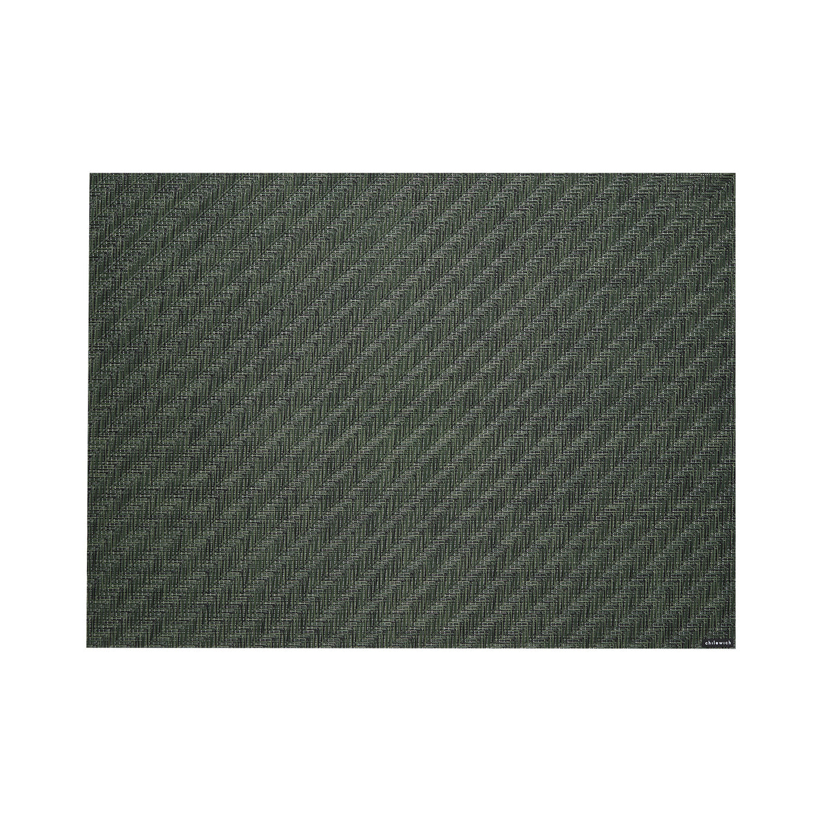 Chilewich Foxtail rectangle placemat in Thyme, viewed from above on a white background