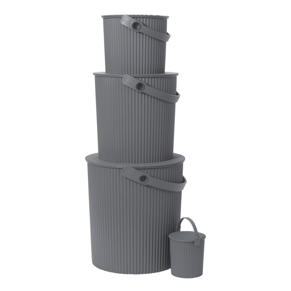 New Grey Hachiman buckets shown together in several sizes