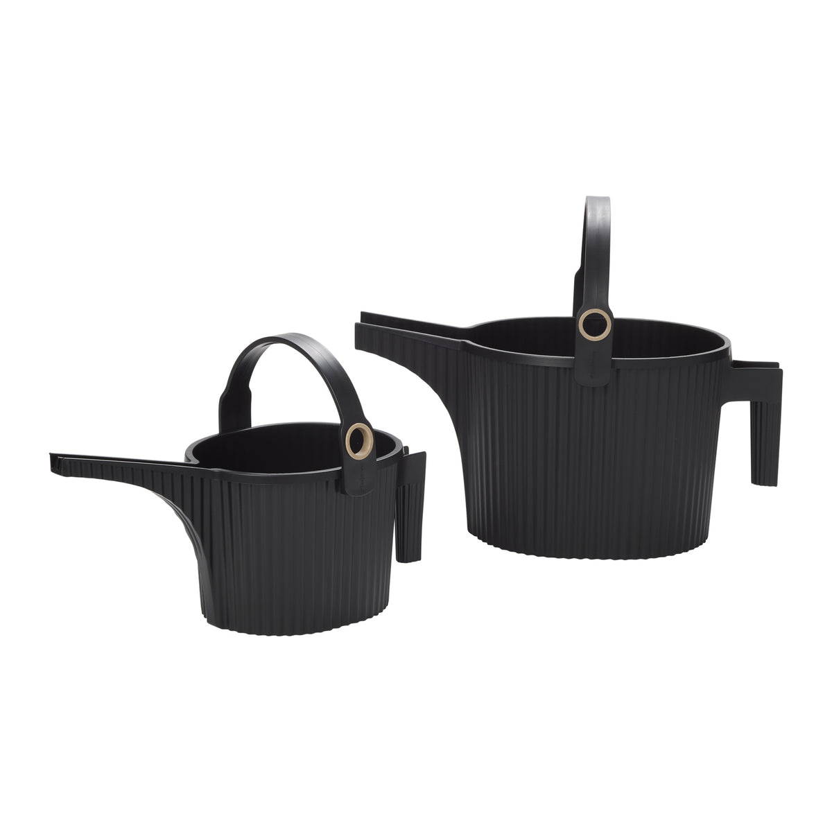 Black Hachiman watering cans in both sizes