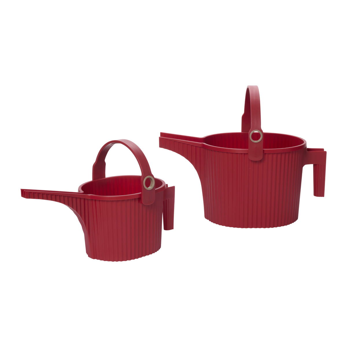 Red Hachiman watering cans in both sizes