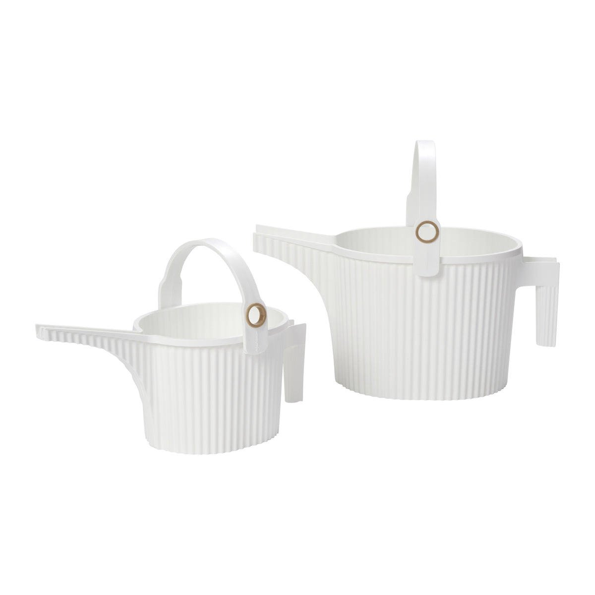 White Hachiman watering cans in both sizes
