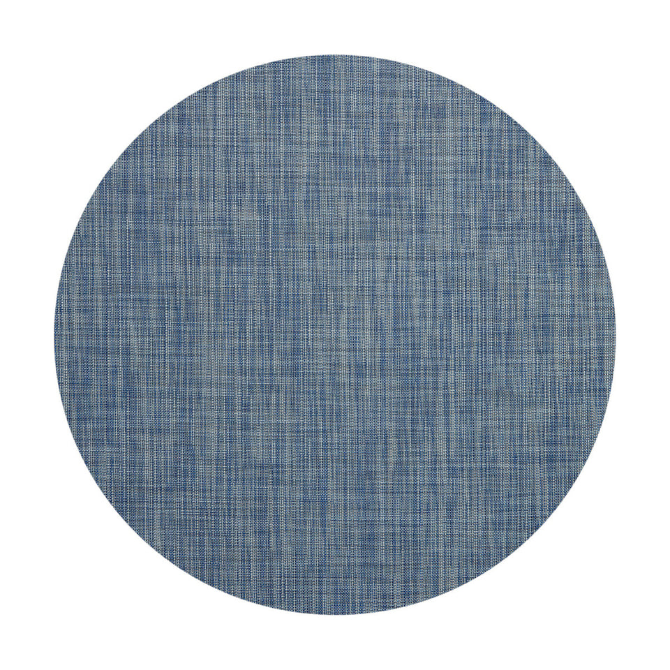 Mini Basketweave / Chambray woven floor mat by Chilewich, studio view