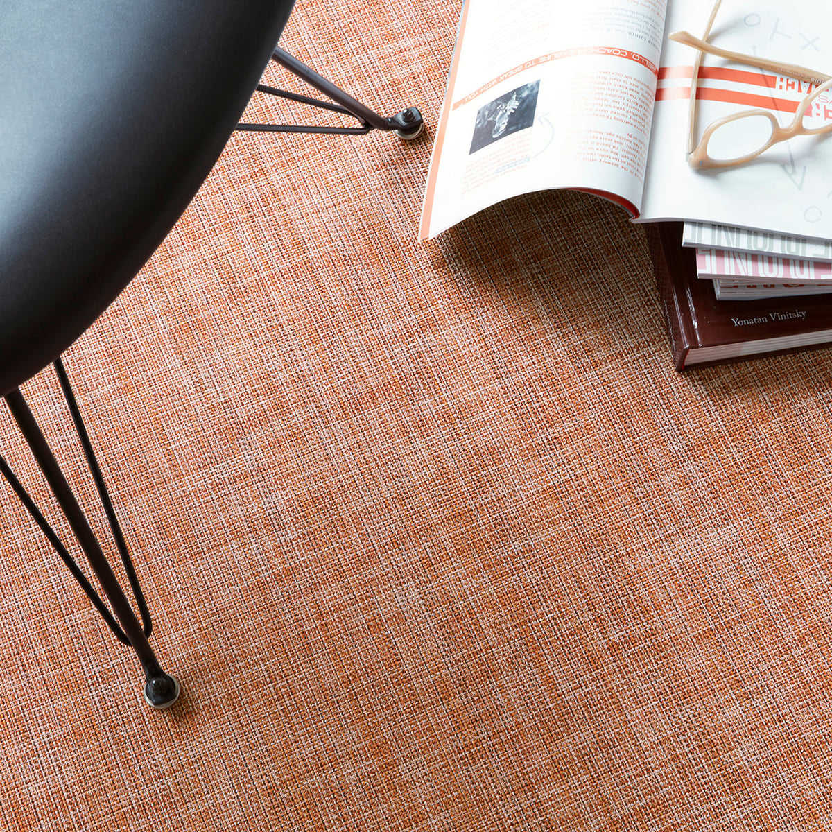 Mini Basketweave / Cinnamon woven floor mat by Chilewich, interior setting