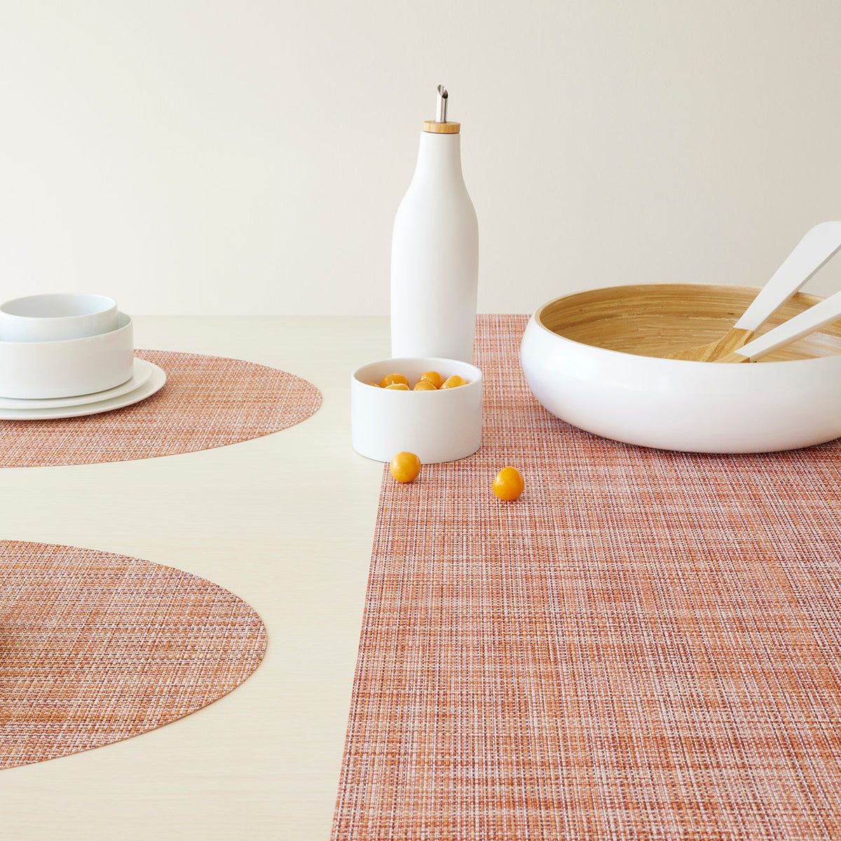 Chilewich Mini Basketweave placemat in Cinnamon, lifestyle detail