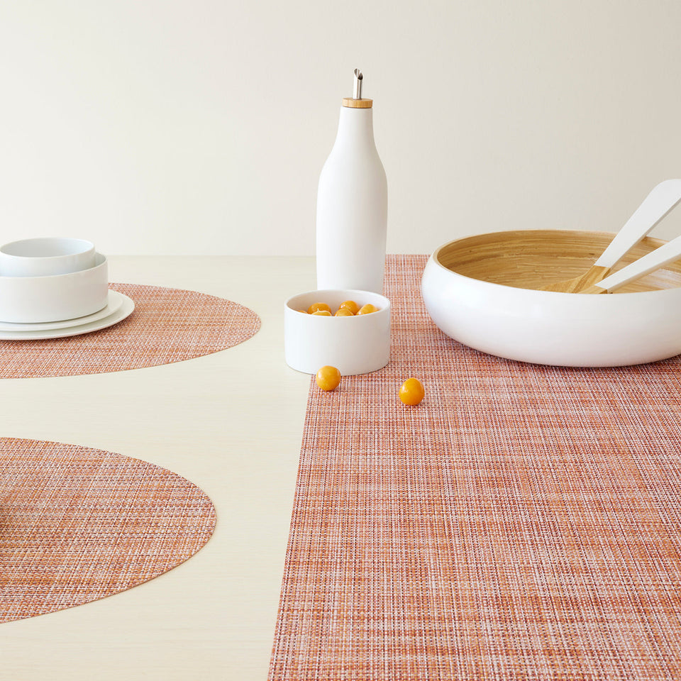 Chilewich Mini Basketweave placemat in Cinnamon, lifestyle detail