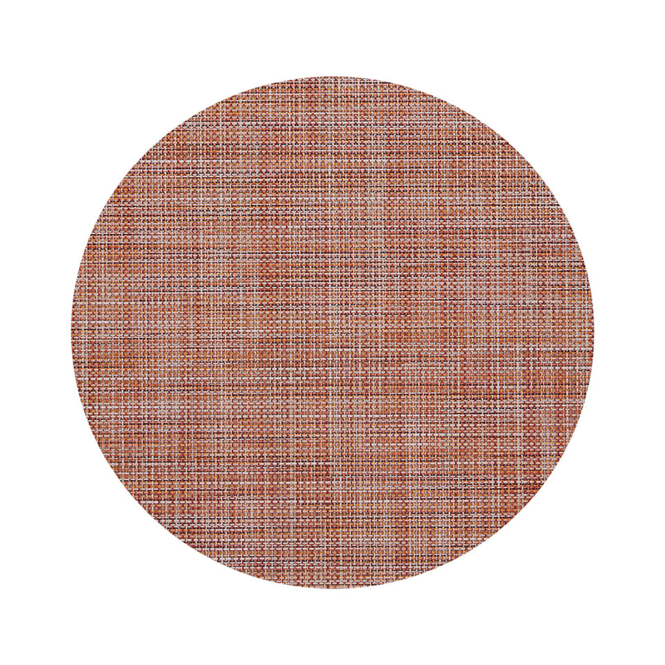 Chilewich Mini Basketweave in Cinnamon, round on a white background