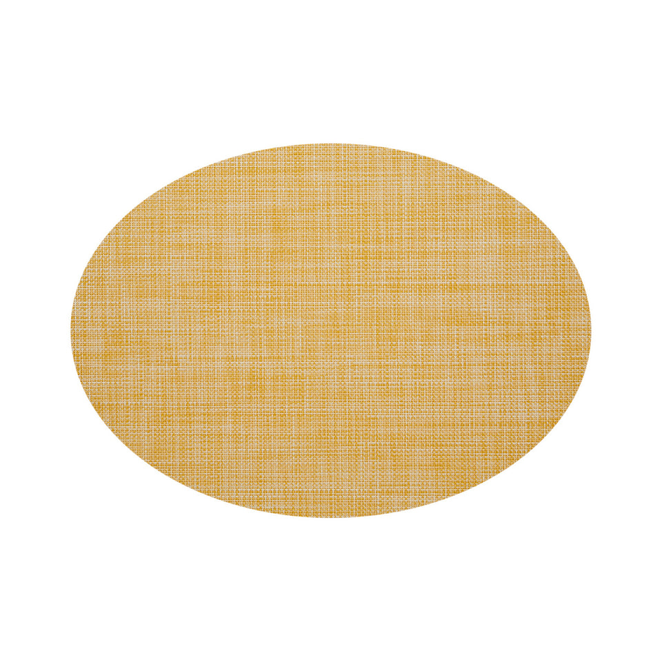 Chilewich Mini Basketweave in Ochre, oval on a white background
