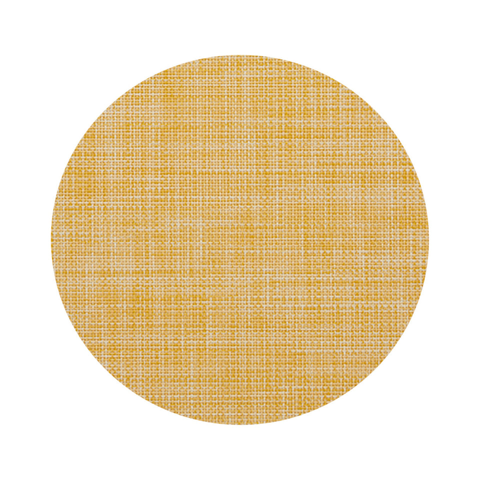 Chilewich Mini Basketweave in Ochre, round on a white background