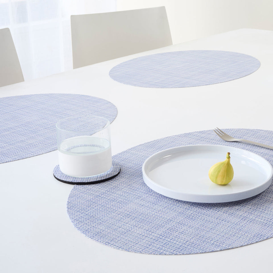 Chilewich Mini Basketweave placemat in Periwinkle, lifestyle detail