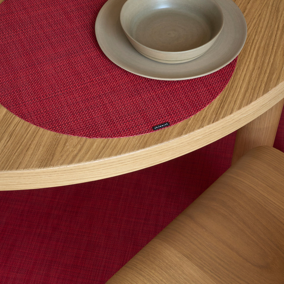 Mini Basketweave / Scarlet woven floor mat by Chilewich, interior setting