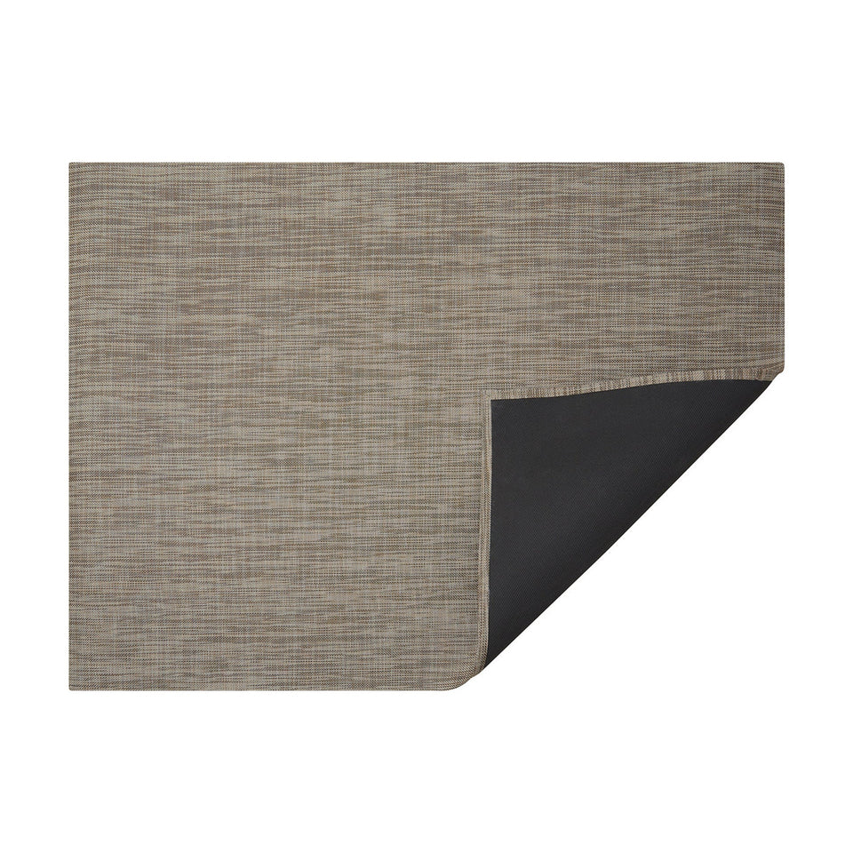 Soapstone Mini Basketweave woven floor mat by Chilewich, horizontal folded-corner view