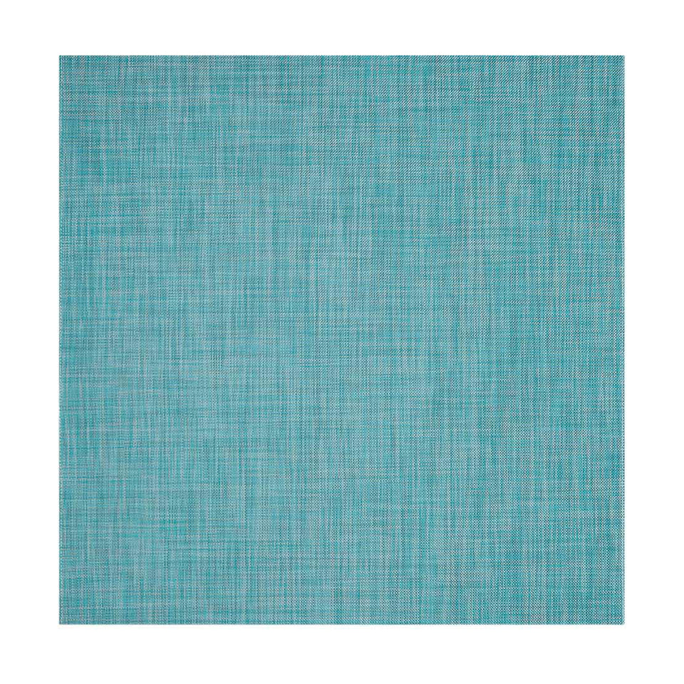 Mini Basketweave / Turquoise woven floor mat by Chilewich, studio view