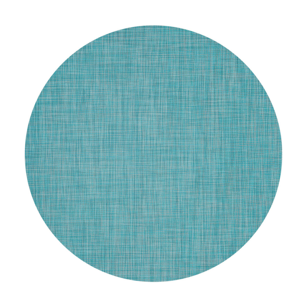 Mini Basketweave / Turquoise woven floor mat by Chilewich, studio view