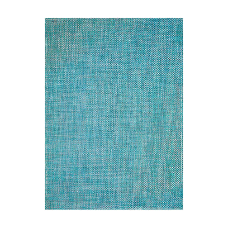 Mini Basketweave / Turquoise woven floor mat by Chilewich, studio view