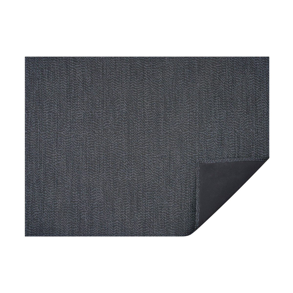 Zephyr Moiré woven floor mat by Chilewich, horizontal folded-corner view