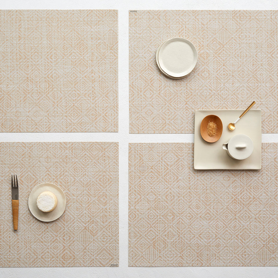 Chilewich Mosaic placemat in Almond, lifestyle detail