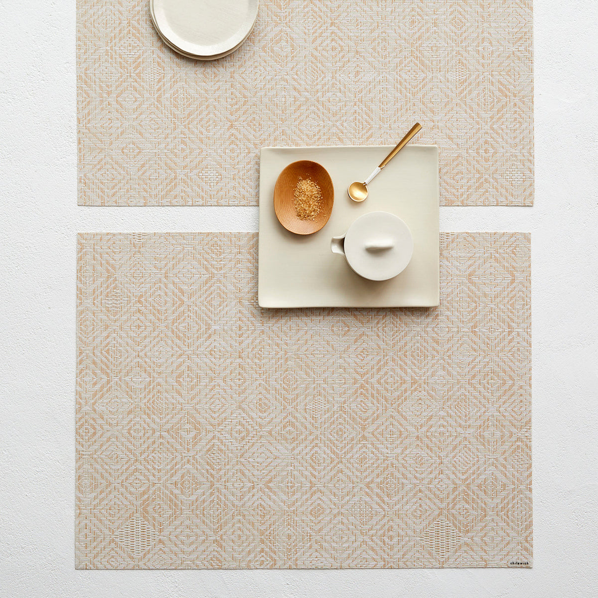Chilewich Mosaic placemat in Almond, lifestyle detail