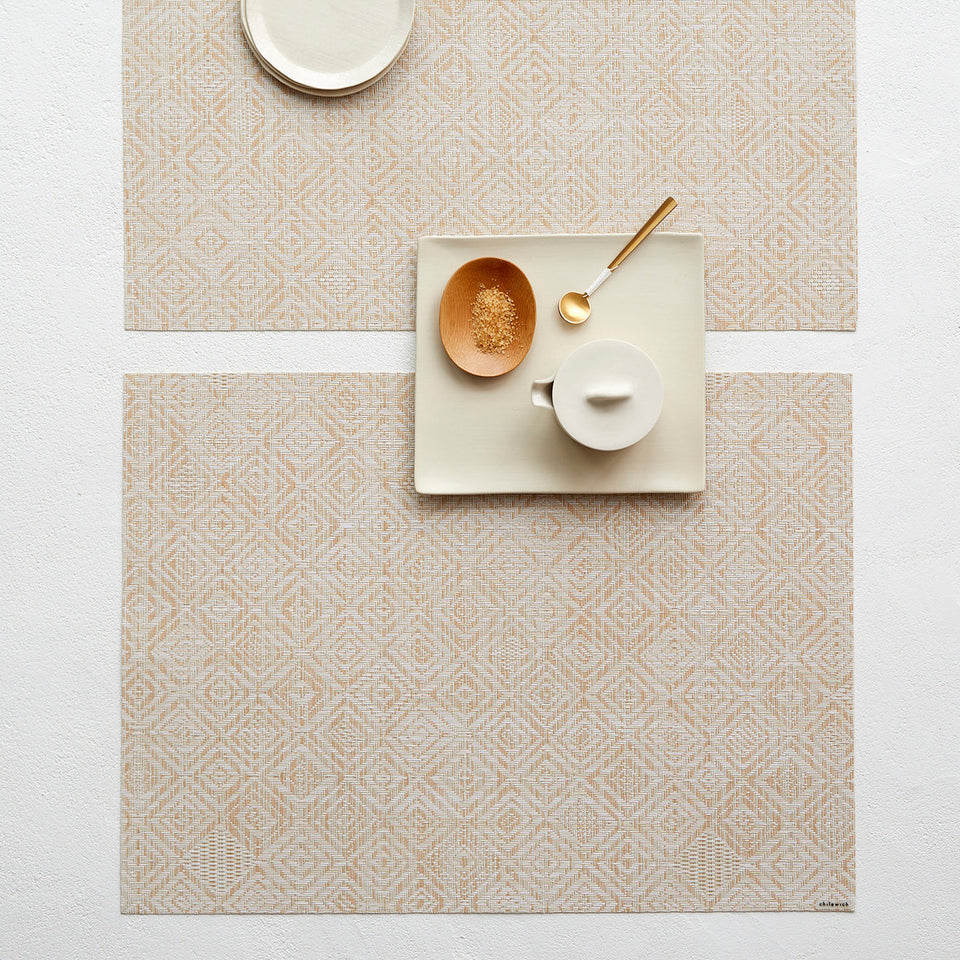 Chilewich Mosaic placemat in Almond, lifestyle detail
