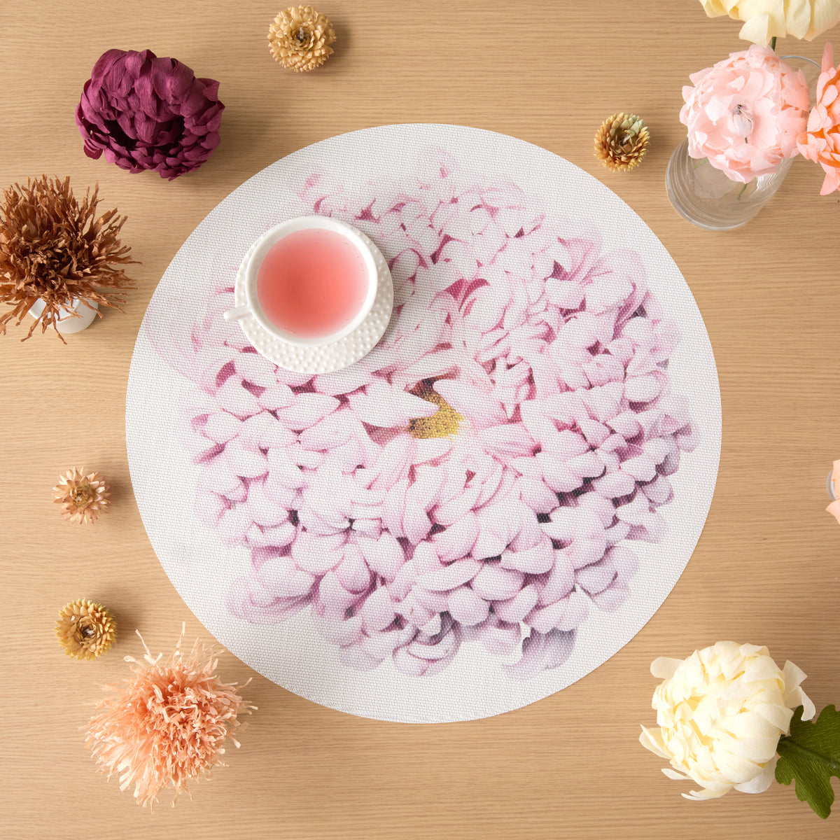 Chilewich Mums in Blush, shown in a styled table setting