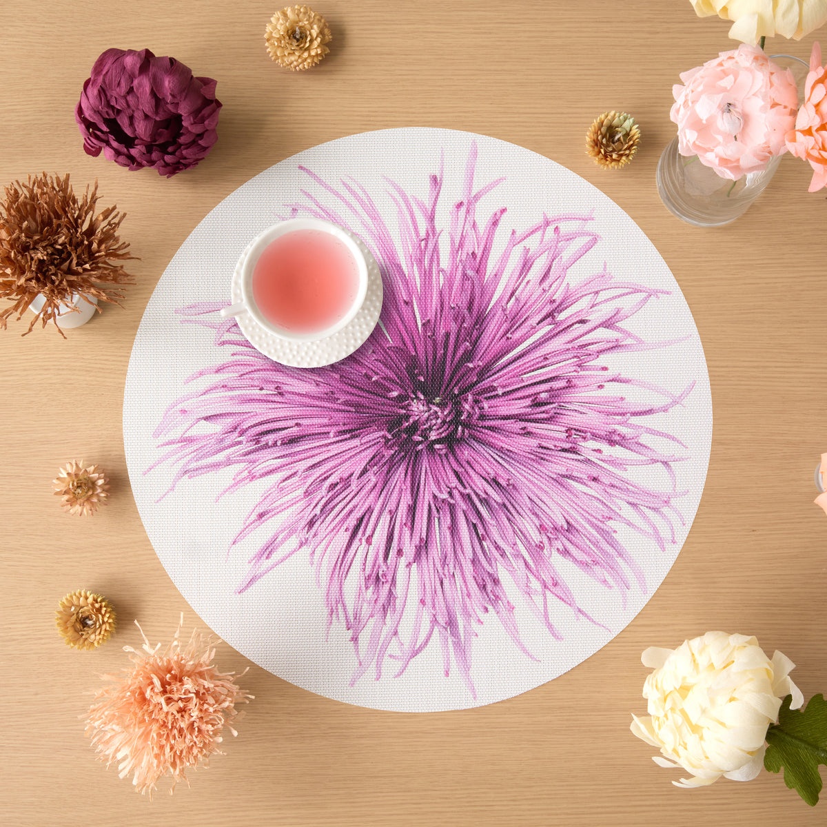 Chilewich Mums in Plum, shown in a styled table setting