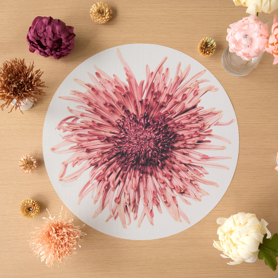 Chilewich Mums in Vermillion, shown in a styled table setting