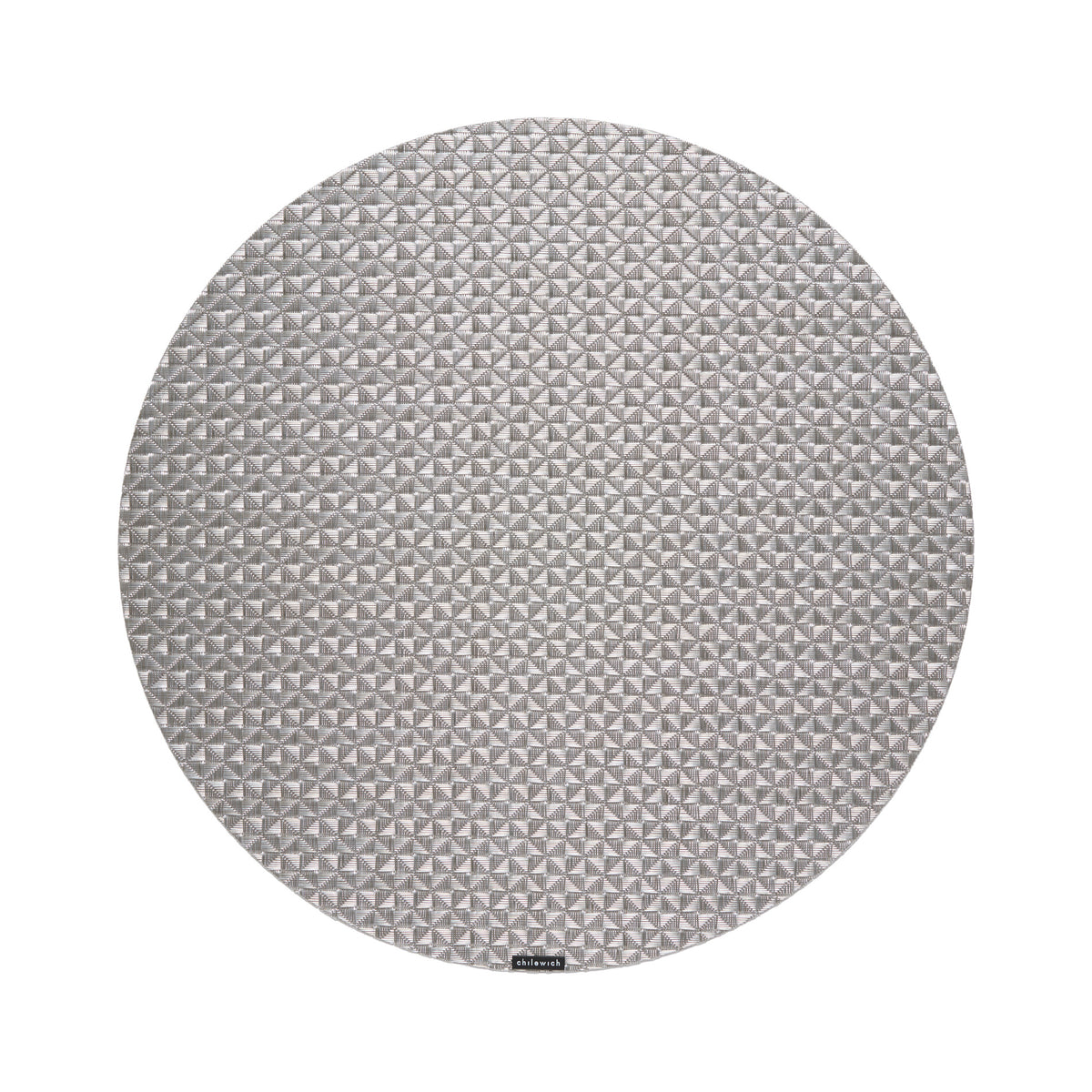 Chilewich Origami round placemat in Gunmetal, viewed from above on a white background