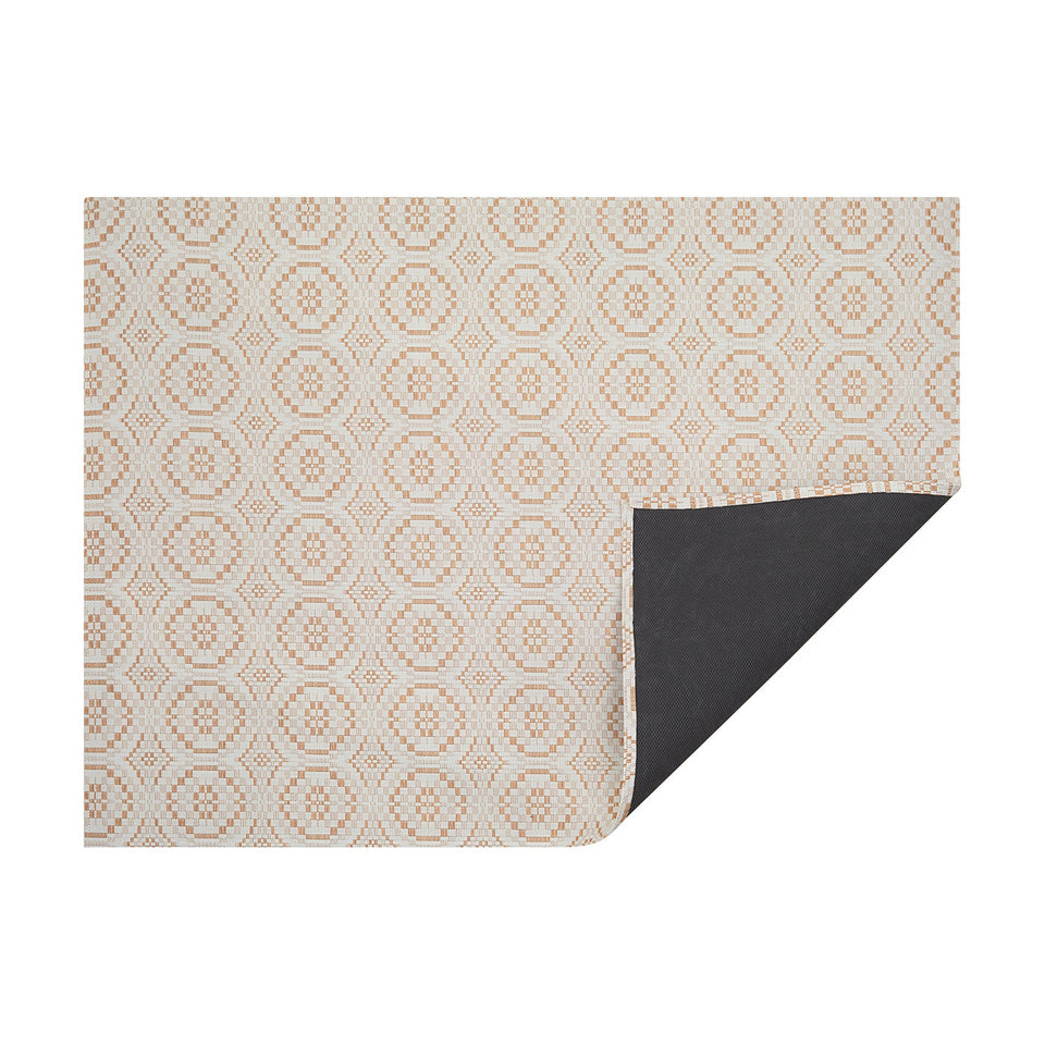 Butterscotch Overshot woven floor mat by Chilewich, horizontal folded-corner view